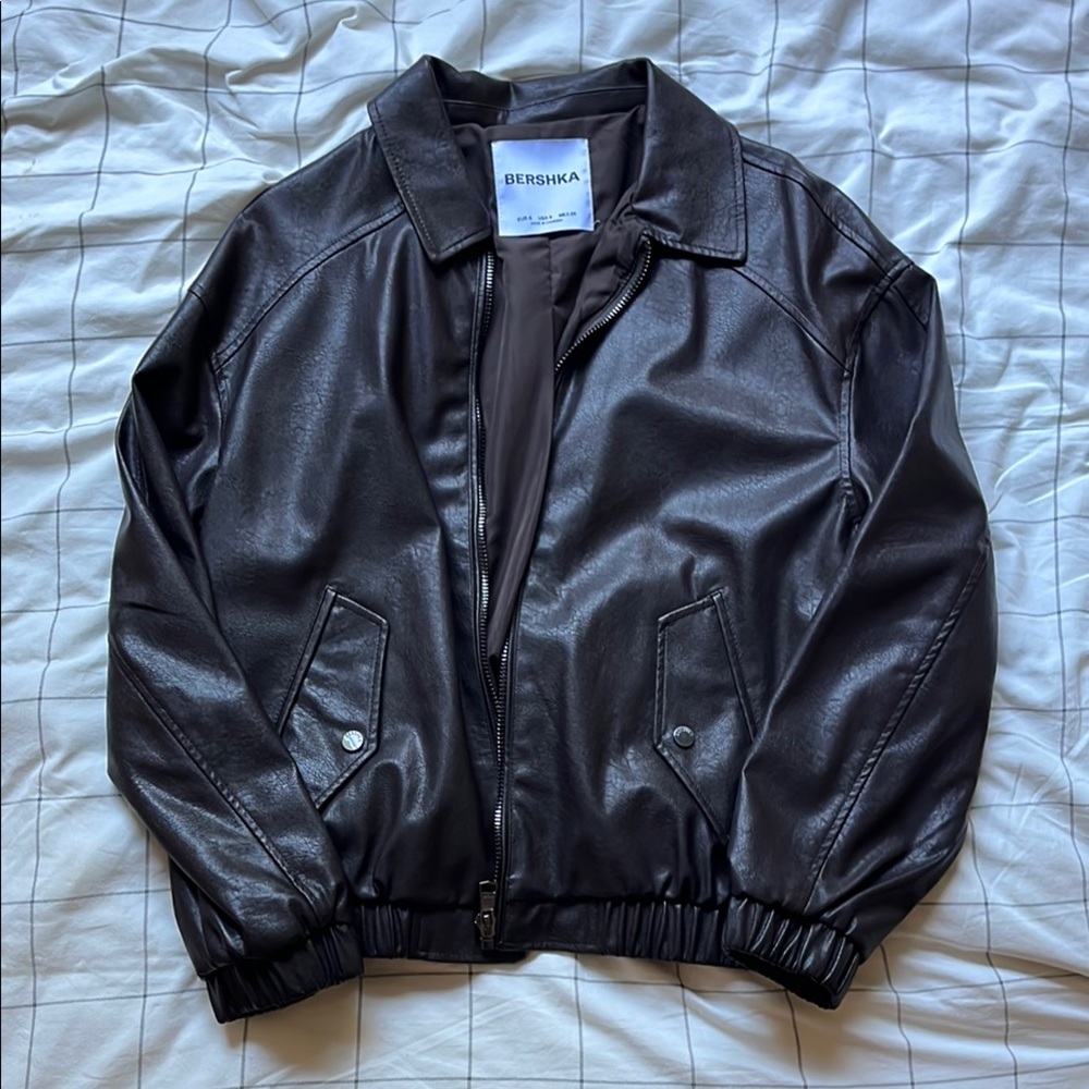 Bershka Dark Brown Leather Jacket